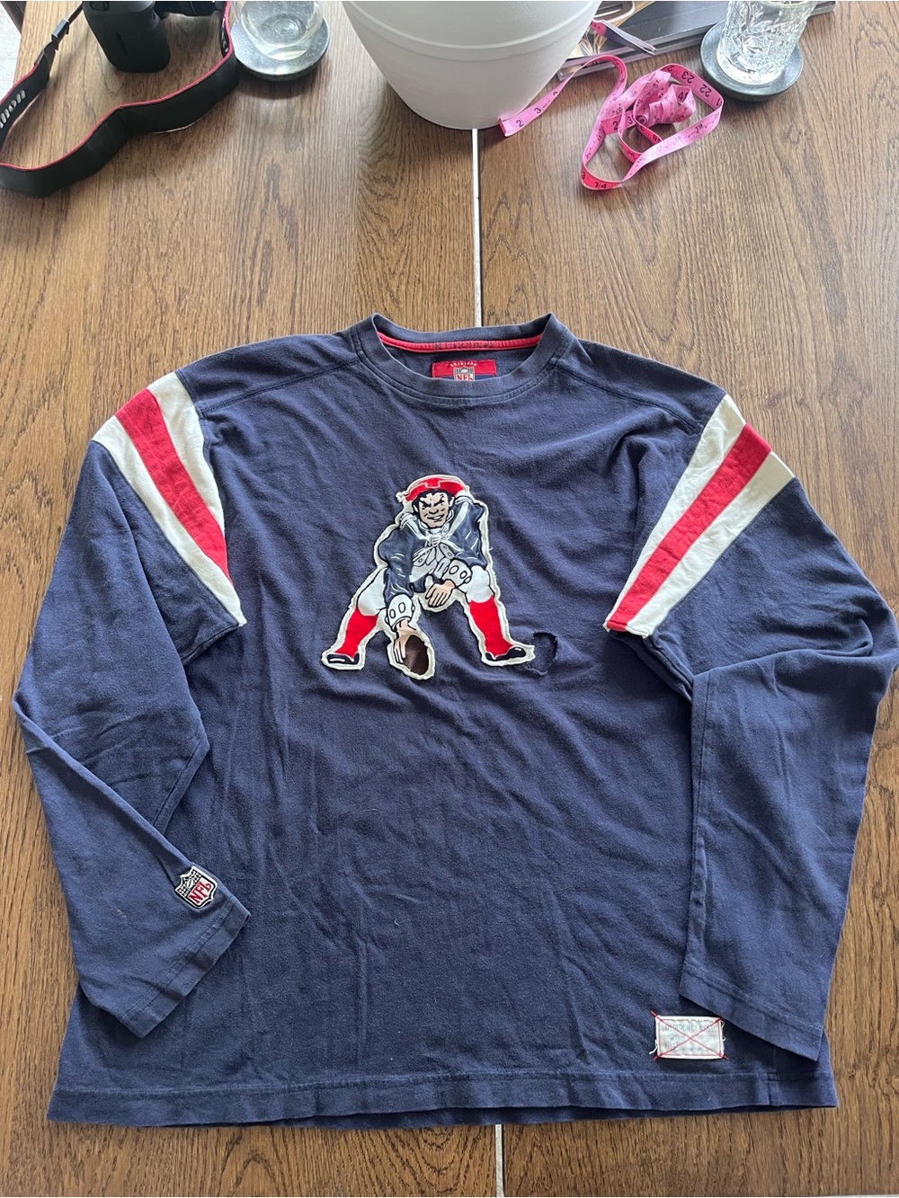 Vintage 2007 NFL Patriots Long Sleeve Tee - Navy with Red & White Accents
